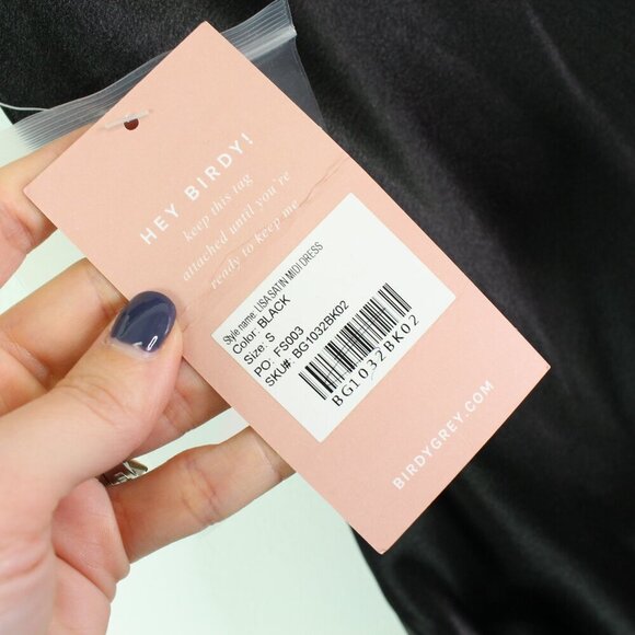 Birdy Grey Lisa Shiny Satin Midi Slip Dress Black Size‎ S - Picture 5 of 9
